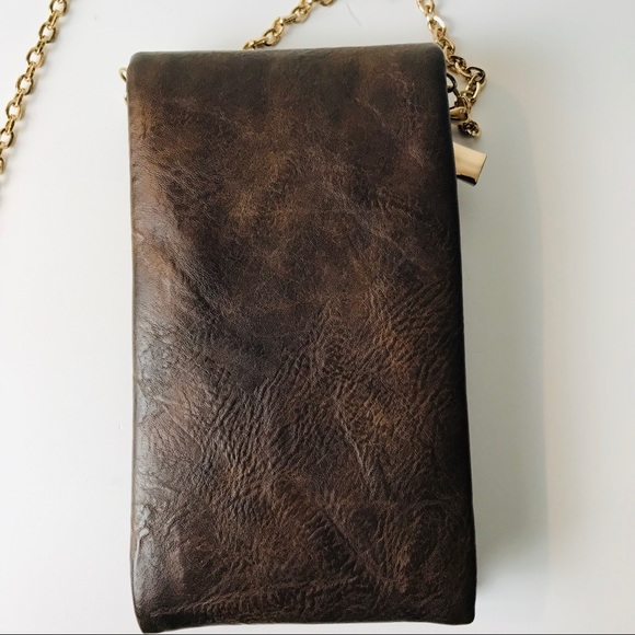 Brown Crossbody Wallet and Gold Link Chain with Matching Coin Purse NWOT - Picture 5 of 8